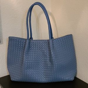 Elegant Blue Woven Tote Bag